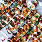 Oven Roasted Zucchini with Chickpeas and Cashew Cream Drizzle