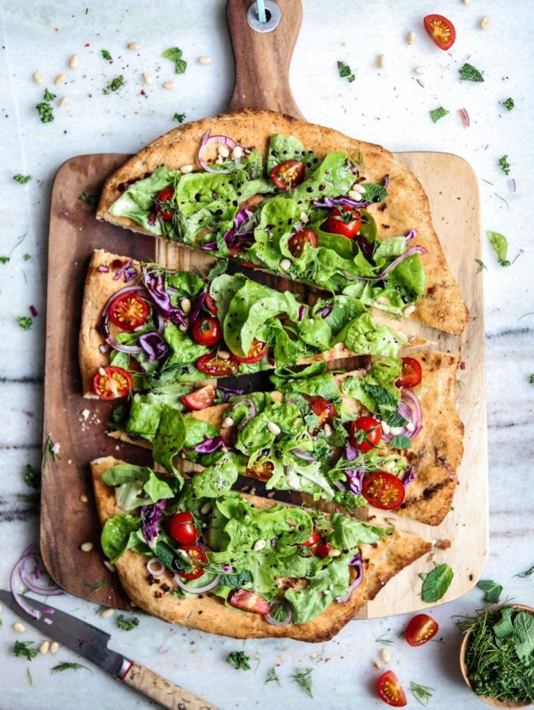 Delicious Salad Pizza Soy Free + Vegan Two Spoons