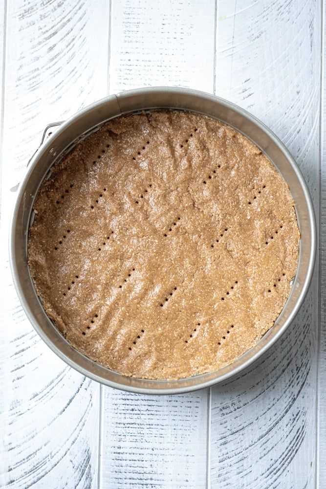 crust with a few holes poked into the base to allow steam to release as it cooks