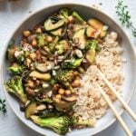 using the miso sauce in a stir fry with vegetables and brown rice