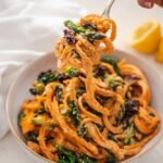 AMAZING-Garlicky-Sweet-Potato-Noodles-with-sauteed-spinach-asparagus-10-ingredients-required-vegan-glutenfree-sweet-potato-pasta-healthy-easy-creamy-recipe