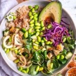 AMAZING-Quinoa-edemame-Buddha-Bowls-with-fresh-vegetables-and-mustard-paprika-dressing-quick-easy-15-minutes-simple-methods-SO-healthy-vegan-plantbased-glutenfree-colorful-buddhabowl-recipe