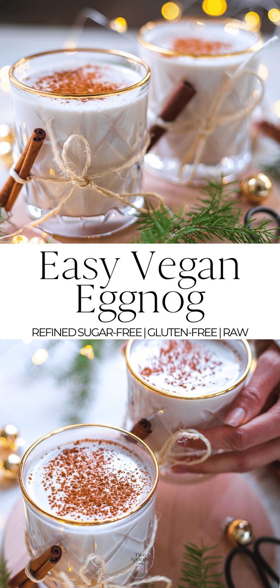 Creamy Vegan Eggnog with Almonds and Cashews - Two Spoons