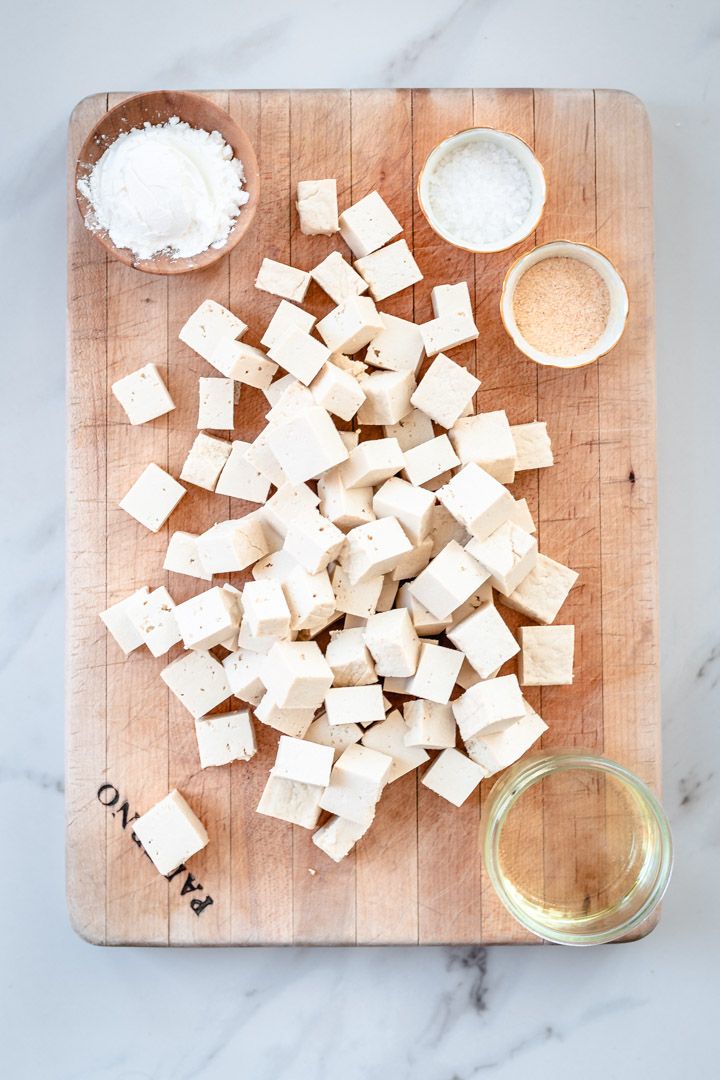 the ingredients for crispy baked tofu