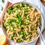 Vegan Lemon Pasta Salad with green beans and a lemon vinaigrette