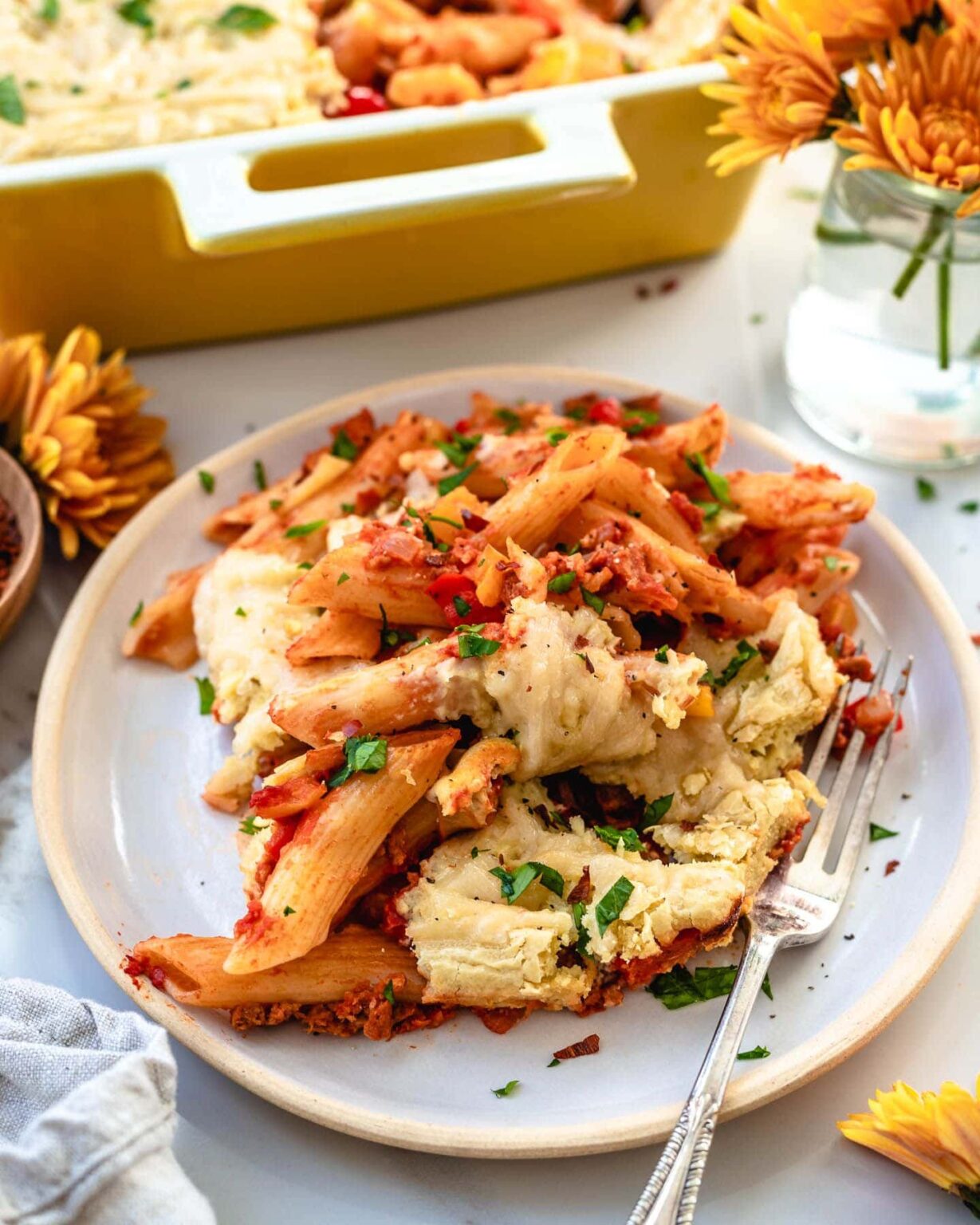Vegan Baked Ziti with Cashew Cheese Sauce Two Spoons