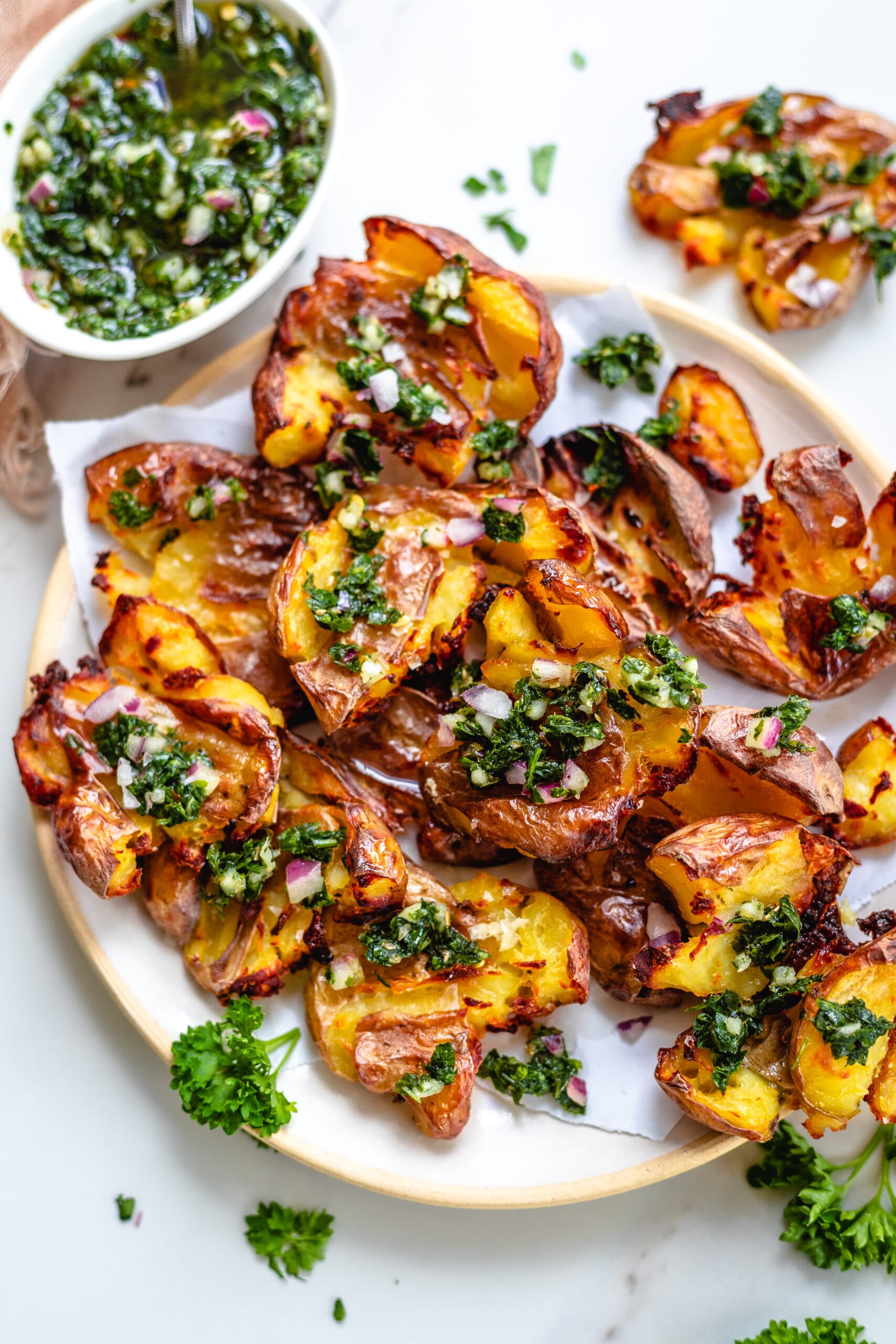 Smashed Mini Potatoes - Le Chef's Wife