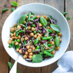 3 bean salad recipe in white bowl