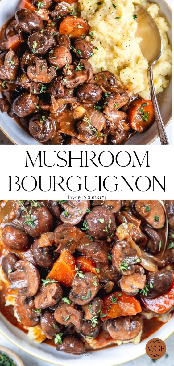 Mushroom Bourguignon (vegan and gluten-free!) - Two Spoons