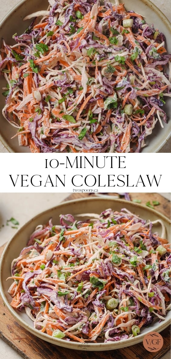 10-Minute Vegan Coleslaw - Two Spoons
