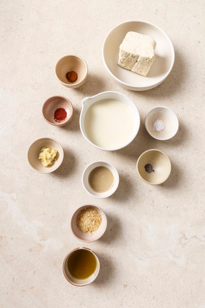 all of the ingredients required to make this recipe separated into individual bowls