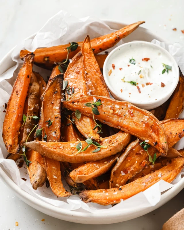 If you need a new cozy side for weeknights, snacking, or hosting, this is the one.

I just updated the recipe with step-by-step photos for you to easily follow along and it made me fall in love with it all over again. These wedges come out perfectly golden and caramelized, never soggy, and the garlic-thyme seasoning makes the whole kitchen smell dreamy. Pair them with the creamy vegan ranch and it’s game over.

Comment CRISPY and I'll send you the recipe link! 🧡

-
#veganrecipeshare #plantbasedfood #veganfood #veganrecipes #sweetpotatofries