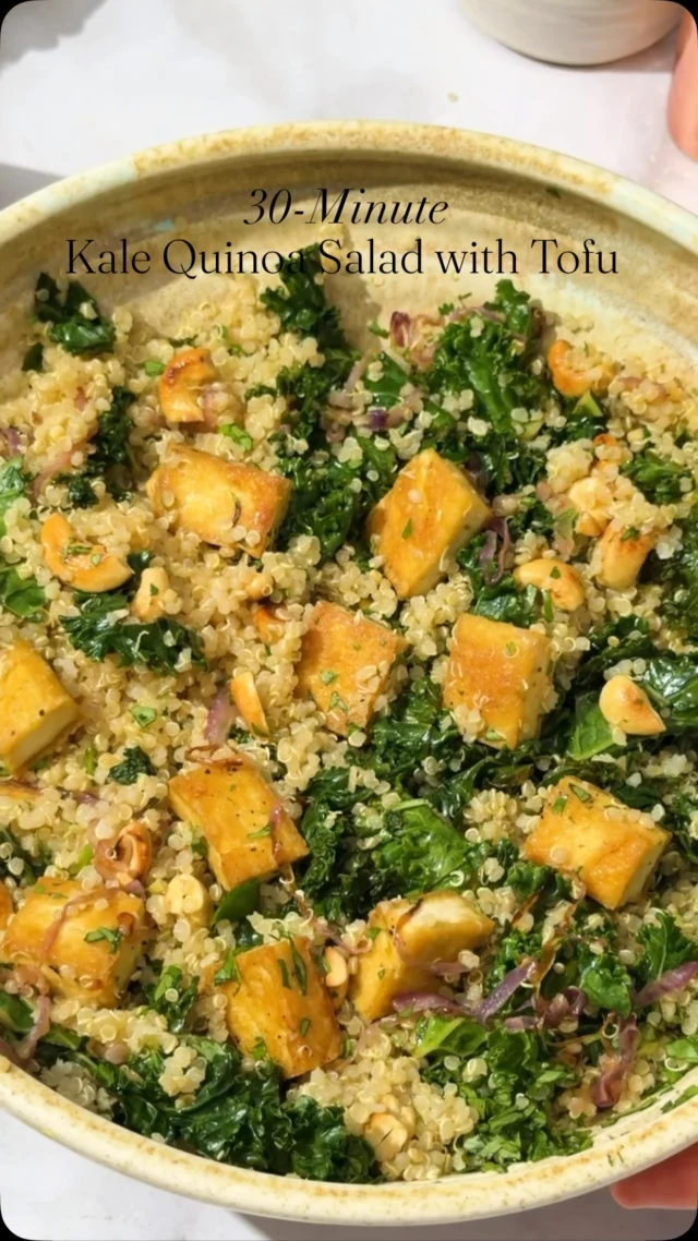 If your salad leaves you hungry 20 minutes later, try these 3 simple upgrades: 🥗💥
1. Add plant-proteins
2. Swap cold veggies for warm, to eat more! 
3. Diversify texture - crunchy, chewy, crispy, tender.
Comment “RECIPE” below and I’ll send this one straight to your DMs! 📩👇

#wholefoodplantbased #wfpb #healthysalads #saladideas #healthymealideas 

https://www.twospoons.ca/30-minute-warm-kale-quinoa-salad-with-tofu/