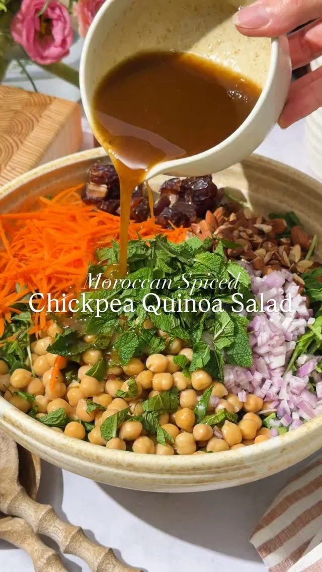 Crisp autumn air calls for cozy nourishing bowls.🍂 This Chickpea Quinoa Salad hits the spot for transitioning to cooler weather—hearty quinoa, chickpeas, sweet dates, and warm Moroccan spices (hello cinnamon + cumin!). Comment “RECIPE” and I’ll send you the full thing.🧡🌱

#quinoasalad #chickpeasalad #healthysalad #wholefoodsplantbased #saladsofinstagram 

https://www.twospoons.ca/moroccan-carrot-and-chickpea-salad/